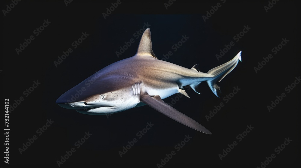 Wall mural Caribbean Reef Shark in the solid black background - Wall murals