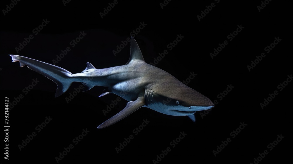 Wall mural Ganges Shark in the solid black background - Wall murals