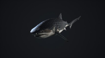 Tiger Shark in the solid black background