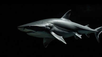 Obraz premium Shark in the solid black background