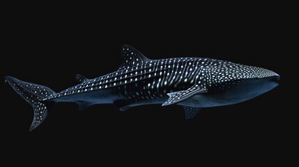 Whale Shark in the solid black background