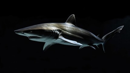 Fototapeta premium Whirl Shark in the solid black background