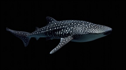 Obraz premium Whale Shark in the solid black background