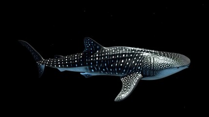 Whale Shark in the solid black background