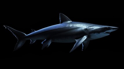 Fototapeta na wymiar Whirl Shark in the solid black background