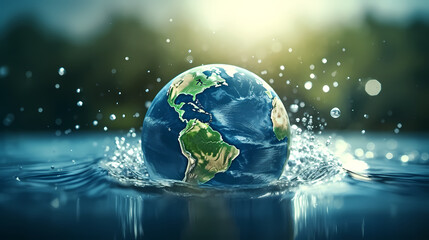 World water day concept, idea of saving water and protecting world environment
