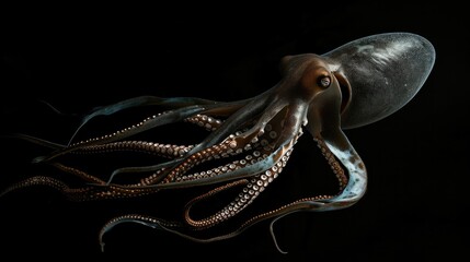 Fototapeta premium Giant Squid in the solid black background