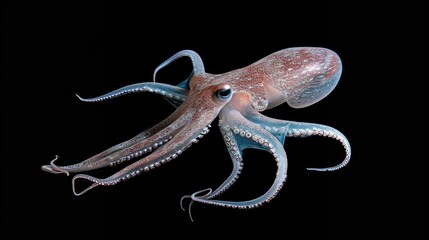 Fototapeta premium Japanese Flying Squid in the solid black background