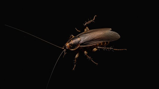 Roach in the solid black background
