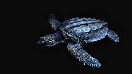Fototapeta premium Leatherback Turtle in the solid black background