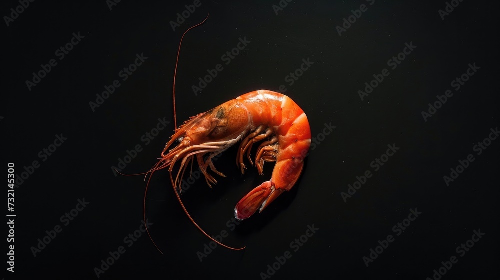 Poster Prawn in the solid black background - Posters