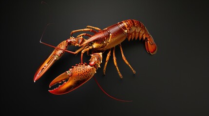 Lobster in the solid black background