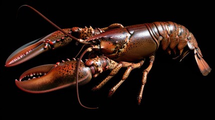 American Lobster in the solid black background