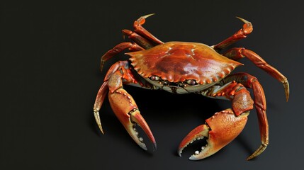 Crab in the solid black background