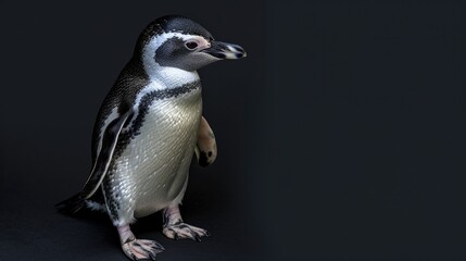 Little Penguin in the solid black background,
