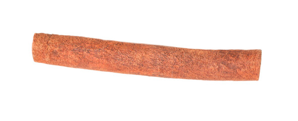 One aromatic cinnamon stick isolated on white