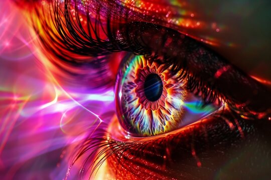 Human Cyborg AI Eye color vision theories. Eye inclusivity optic nerve lens eyelid closure color vision. Visionary iris lens epithelial cell proliferation sight Antiglaucoma eye drop eyelashes