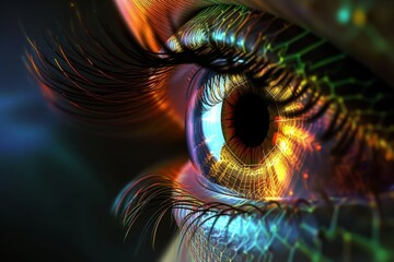 Human Cyborg AI Eye epiretinal membrane peel. Eye contact lenses optic nerve lens ophthalmic optic color vision. Visionary iris eyelid pain sight color vision deficiency challenges eyelashes