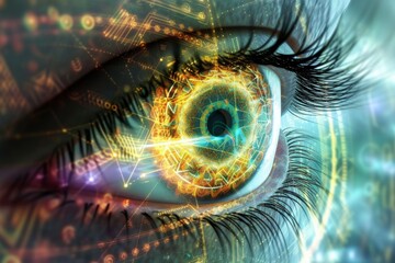 Human Cyborg AI Eye color vision deficiency genetic studies. Eye cone monochromacy optic nerve lens visionary designer color vision. Visionary iris choroid sight Mydriatic eye drop eyelashes