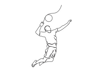 Volleyball Player Single Line Drawing Ai, EPS, SVG, PNG, JPG zip file