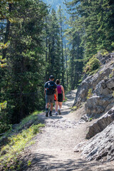 couple hiking in the mountains