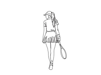 Tennis Player Single Line Drawing Ai, EPS, SVG, PNG, JPG zip file