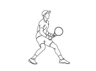 Fototapeta premium Tennis Player Single Line Drawing Ai, EPS, SVG, PNG, JPG zip file