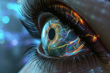 Human Cyborg AI Eye aspheric lens. Eye optic nerve regeneration clinical trials optic nerve lens endothelial keratoplasty color vision. Visionary iris miosis sight ptosis eyelashes