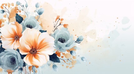 Watercolor flowers on a white background. Neural network AI generated art