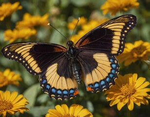 A yellow and black butterfly
