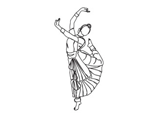 Indian Tamil Dancer Single Line Drawing Ai, EPS, SVG, PNG, JPG zip file