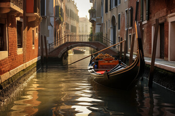 Venice canal with a gondola