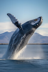 humpback whale breaching the water