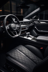 black leather interior of a modern car
