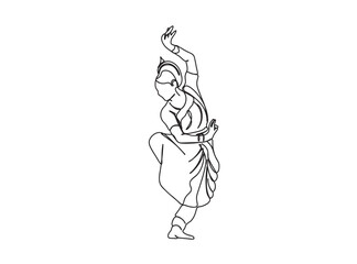 Indian Tamil Dancer Single Line Drawing Ai, EPS, SVG, PNG, JPG zip file