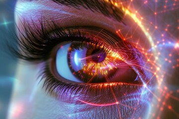 Human Cyborg AI Eye Glaucoma surgery adjunctive eye drop. Eye iritis optic nerve lens eyelid excision color vision. Visionary iris eyelid repair sight optic neuropathy eyelashes