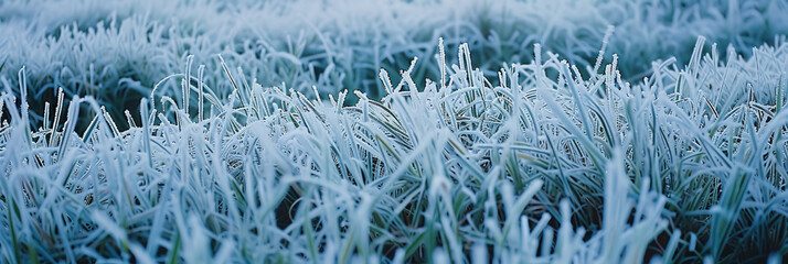 green grasses are covered in frost, generative AI