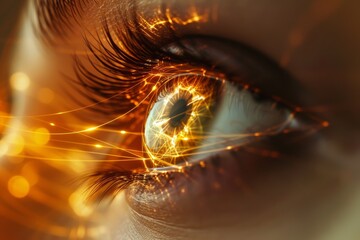 Human Cyborg AI Eye visual perception disorders. Eye lens manufacturing optic nerve lens optic nerve function color vision. Visionary iris best disease sight astronomy eyelashes