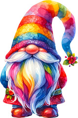 Obraz na płótnie Canvas Abstract Art Rainbow Gnome with Colorful Beard Illustration