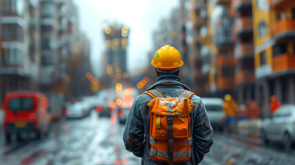 blured de focus at construction engineer focus at construction site background ,generative ai