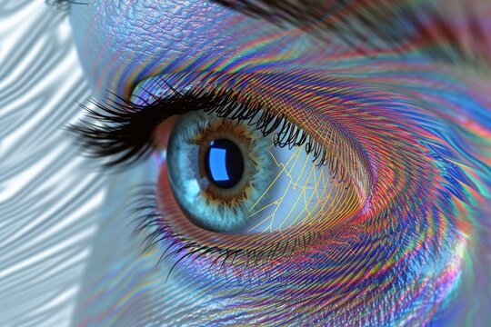 Human Cyborg AI Eye eye infection. Eye photoreceptor optic nerve lens color vision deficiency aid color vision. Visionary iris optic nerve tumor sight amsler grid eyelashes