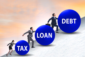 Businessman facing many different problems