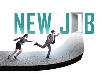 Obraz premium Employment concept with road leading to door