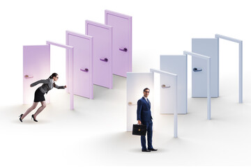 Business people and many doors of opportunities