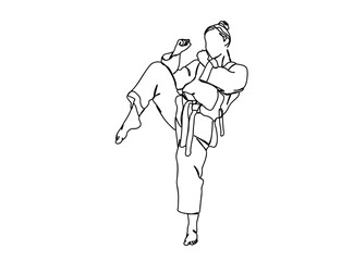 Taekwondo Player Single Line Drawing Ai, EPS, SVG, PNG, JPG zip file