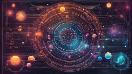 realms composition a futuristic interface with a circle and planets 