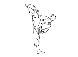 Taekwondo Player Single Line Drawing Ai, EPS, SVG, PNG, JPG zip file