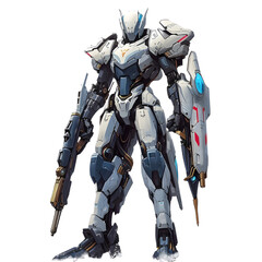 Fototapeta premium robot cyborg soldier, anime mecha battle suit