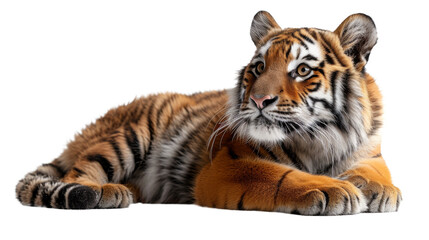 Tiger Laying Down on White Surface