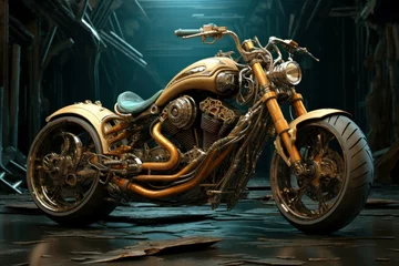 Poster Rusty Old motorbike engine. Biker classic. Generate Ai © juliars